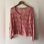 Newport News Vintage 1990’s Adorable Pink Crochet Flower Button Cardigan Sweater Photo 5