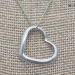 None Vintage Sterling Silver Chain and Open Heart Pendant Necklace 18" Valentine Gift Photo 2