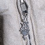 Vtg 1990s Harley Davidson Beige Denim Owners Group Flames Patch Biker Jacket L Tan Size L Photo 4