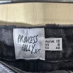 Princess Polly  Denim Zaiden Black Wash Mom Jeans High Rise Distressed Hem Size 8 Photo 6