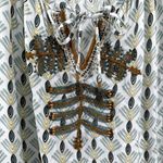 Skemo Dress Beaded Embroidery Allover Print Drop Waist Boho Hippie Scoop Large Photo 1