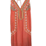 Flying Tomato Women Sz Large Embroidered Peach Adjustable Maxi Dress Photo 0