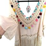 SheIn Crochet Deep V-Back Tassel Cover Up Swim Beach Lightweight Bohemian XL Photo 4