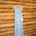 Mac Duggal  68192  Blue Embroidered Applique Wrap Over Flutter Sleeve Gown Photo 6