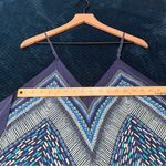 J. McLaughlin ‎ Blue Geometric Print Silk Chiffon Handkerchief Scarf Midi Dress XS Photo 10