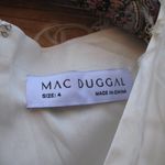 Mac Duggal  68137  Womens White Feather Shoulder Satin V Neck Gown Dress Photo 13