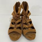 Stradivarius  Lace Up Block Heels Camel Brown & Gold Size 38 Photo 2