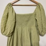 Abercrombie & Fitch  Emerson Mini Dress Size XL Poplin Puff Sleeve Green Ruched Photo 6