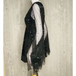 L'ATISTE  shorts romper black with tulle flowing sleeves with pearl style beads M Photo 9