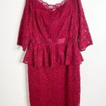 Torrid Red Lace Off The Shoulder Peplum Shift Dress Size 16 Photo 0