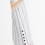 Madewell Linen Side Button Easy Dress Blue White Stripes Women’s Size Small Photo 1