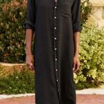 Frank & Eileen  Rory Maxi Shirt Dress Washed Linen Black Size XS Photo 0
