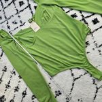 Free People Glamorous Long Sleeve Sweetheart Neck Bodysuit Green Sz M Photo 12