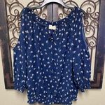 Blu Pepper Plus Navy & White floral cold shoulder top Photo 0
