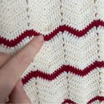 Handmade Vintage Crocheted Skirt Sz M Boho Holiday Red White Stripe Holiday Knit Photo 10