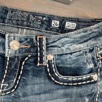 Miss Me  Women's Distressed Blue Jean Shorts flap pockets Bermuda western Y2K Photo 7