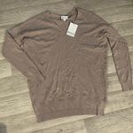 &merci &merci boutique tan brown NWT v neck sweater large tunic side slit Photo 0