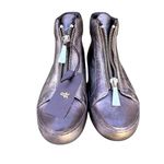 Frye  Women’s Lena Zip High Sneakers – Metallic Pewter Leather, Size 9.5M, NWT Photo 2