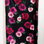 Miss Selfridge Black Pink Floral‎ Midi Skirt, Vintage, Y2K, Grunge, Goth, Dark Academia, Medium Photo 0