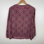 Laundry by Shelli Segal  Womens Geometric‎ Blouse Sz XL Long Sleeve V-Neck Office Photo 2