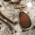 Agathe stone slice set in metal on a soft tan leather cord, made by me OOAK Photo 11