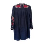 Johnny Was Workshop Embroidered Floral Tunic Dress Navy Blue Silver Size Small Photo 1