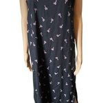 Cotton Connection Linen Black Pink Embroidered Palm Tree Tropical Preppy Dress Photo 0