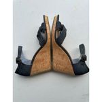 Toms  Women's Black Denim Sienna Cork Wedges Open Toe Criss Cross Sandals 8.5 Photo 3