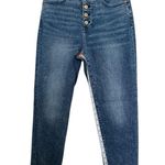 EXPRESS Jeans Womens 6RMOM JEAN Button Fly Denim Blue Dark Pants Super High Rise Photo 1