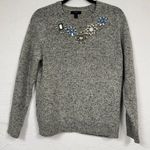 J.Crew Grey Lambs Wool Rhinestone Accent Sweater Womens M Preppy Coquette Crew Photo 0