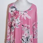 Allison Daley Floral Pink Blouse with 3/4 Sleeves Size XL Pink Floral Top Photo 2