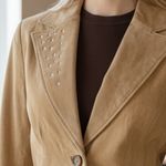 NWOT 90s Tan Suede Blazer Jacket Studs Photo 5
