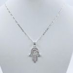 925 Sterling Silver Necklace and hand hamsa pendant White Photo 0