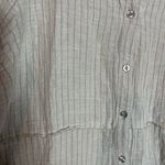 Very J  Beige Pinstripe Button Front Tunic Long Sleeve Shirt Size Large Photo 4