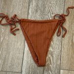 SheIn Swimwear S. L Tan / Brown Ribbed Knit String Bikini Bottoms Ties At Sides Photo 1
