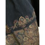 VTG KORET 2 Pc Suit Size 10 Button Front Embroidered Jacket Blazer Skirt Paisley Black Photo 1