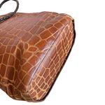 Arnold Palmer Vintage Leather Tote Bag Brown Croc Embossed Purse‎ Braided Straps Photo 5