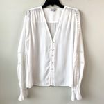 Ramy Brook Ramy Brook Noa Blouse Size Large White Lace Insert Peasant Career Corp Blouse Photo 3