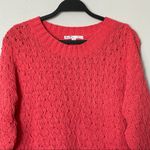 Seven7 Textured Chenille Crew Neck Sweater in Hibiscus Coral Size Medium Photo 2