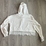 White Cropped Hoodie with Lace Detail Size M Size M Photo 7