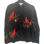 DRAPERS & DAMONS Black Christmas Cardigan Cardinals Size Large Sequins Photo 0