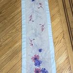 Gim Renoir Vintage Long Floral Scarf Purple Blue Sheer Retro Photo 0