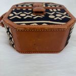 Island Imports Inc | Leather & Fabric Crossbody Hard Case Octogonal Handbag Brown Photo 11