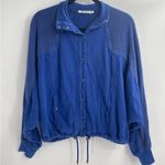 Alexander Wang T By  Blue Boho Zip Up Bomber Jacket Size Small Photo 2