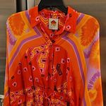 Farm Rio ππ Red Tiki Bananas Scarf Sleeve Romper ~ Tie Dye Cashew Small S NWT Photo 12