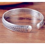 Boutique Unisex Braided Pure 999 Silver Buddhist Mantra Cuff Bracelet,‎ Adjustable Photo 6