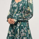 Greylin NEW Janelle Smocked Tiered Forest Green Floral Print Mini Dress Photo 0