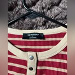 Workshop Republic Clothing  Burgundy Striped Long Sleeve Top Photo 2