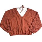 Cielo Swiss dot and eyelet blouse terracotta orange size small medium Photo 1