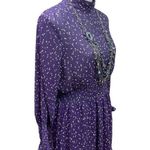 ZARA  PURPLE SMOCKED
WAIST & CUFFS POLKA DOT
MINI JUMPERSUITE DRESS SIZE MEDIUM Photo 2